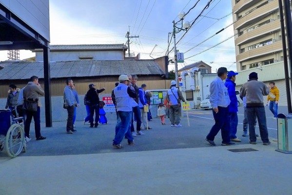 岸和田市の避難訓練の模様