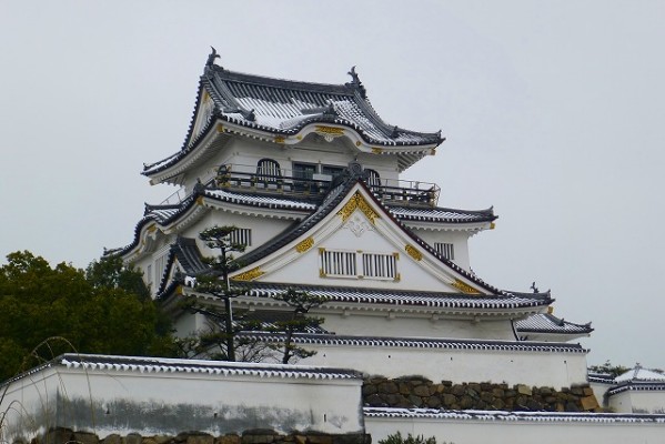 雪の岸和田城