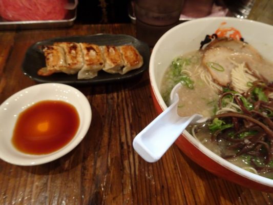 博多だるまラーメン　煮卵入り　細麺と一口ギョーザ