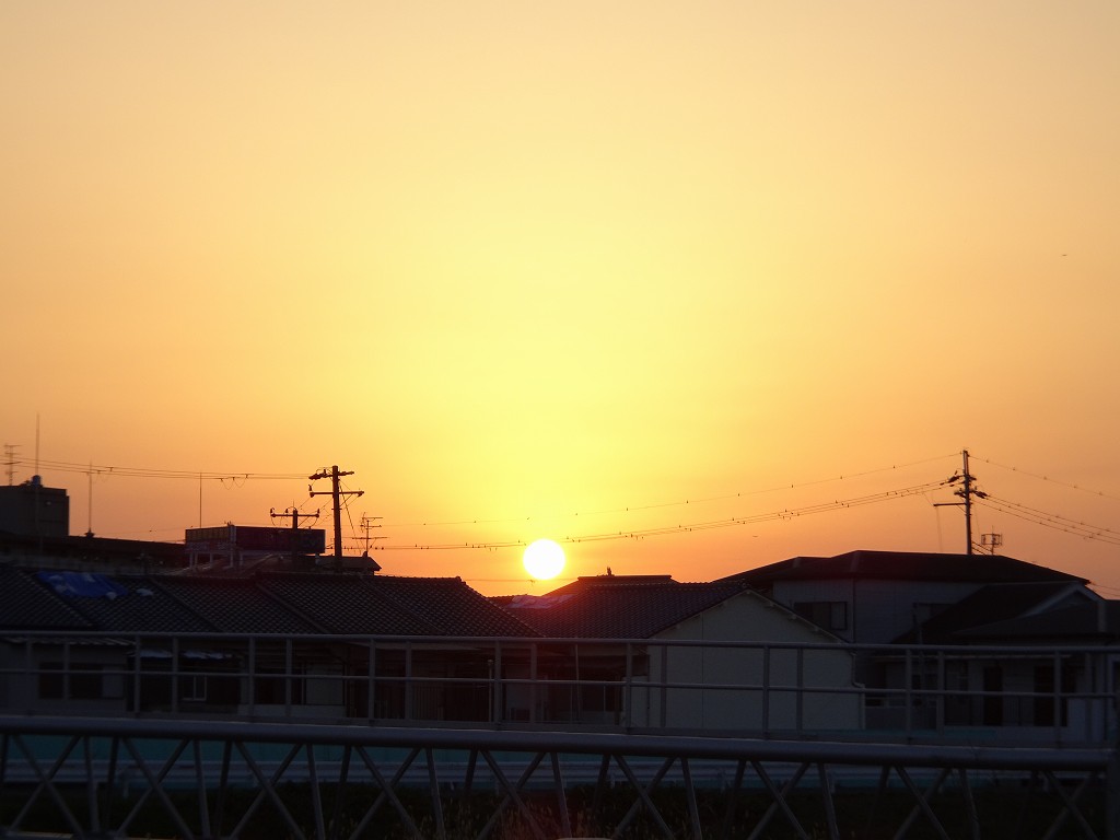 泉大津川から見た夕焼け空