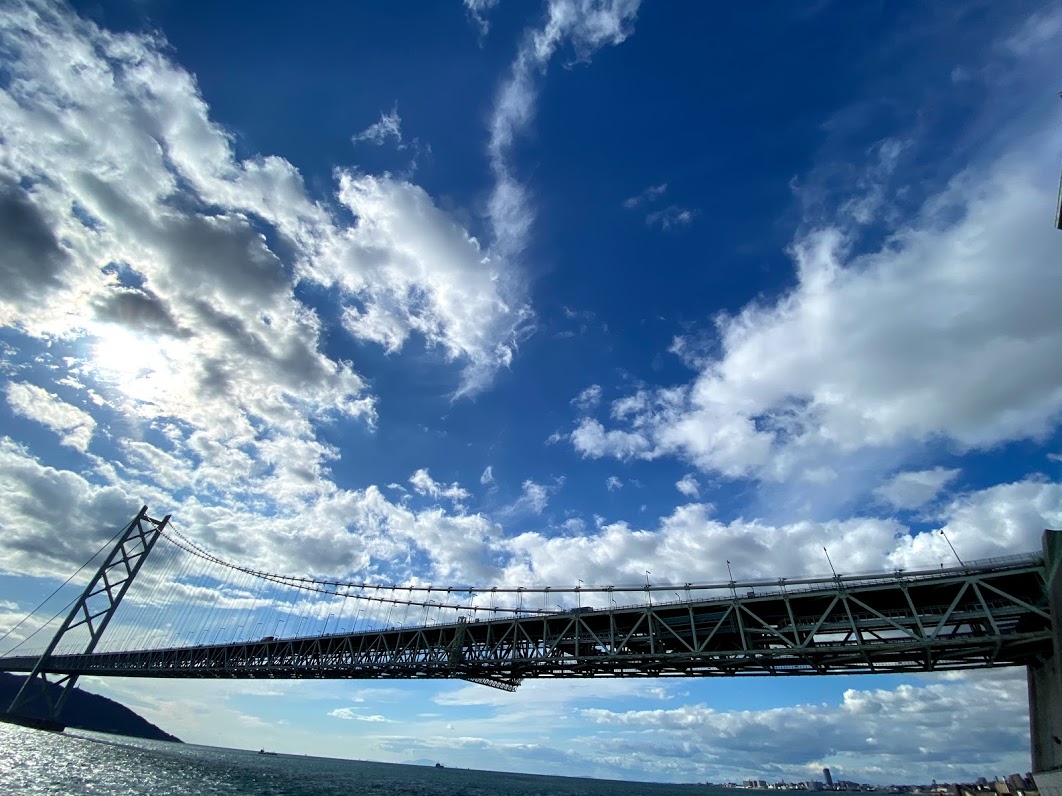 明石海峡大橋と空　写真