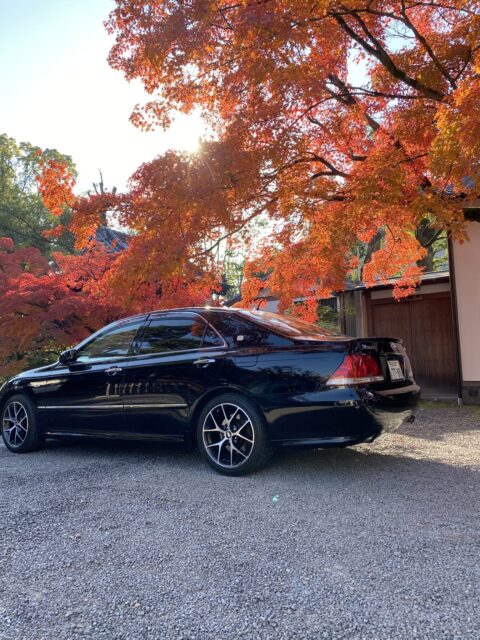 盧山寺　紅葉　トヨタ　CROWN　写真